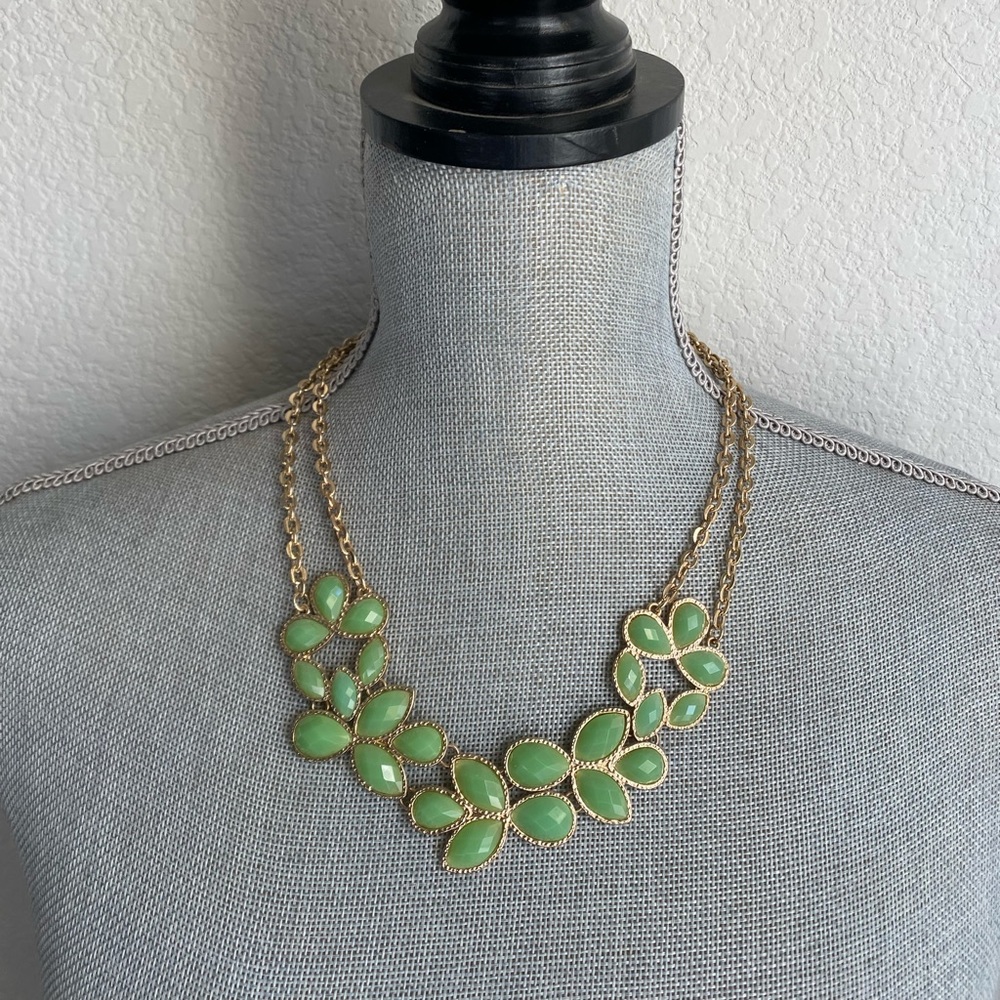Pretty green and gold statement necklace